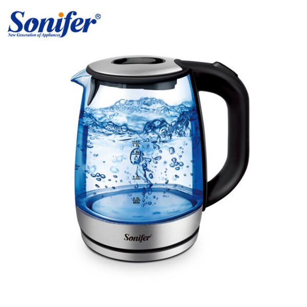 Sonifer SF-2078 kitchen 1.7 litre boil-dry protection power base led indicator glass water kettle electric